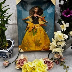 Elegant Yellow Floral Gown Doll